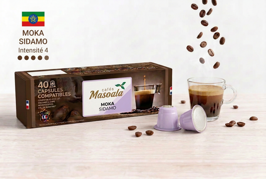 Capsules Moka Sidamo violet clair, intensité 4