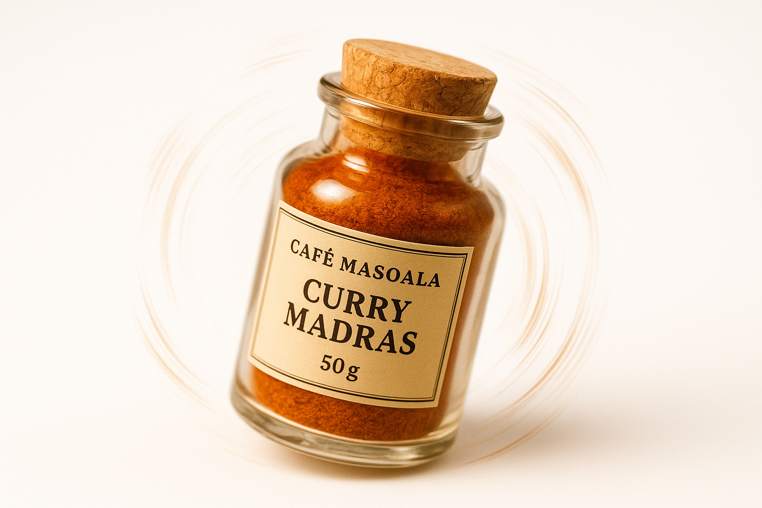 image qui pivote de bocal de 50g de curry madras de café masoala